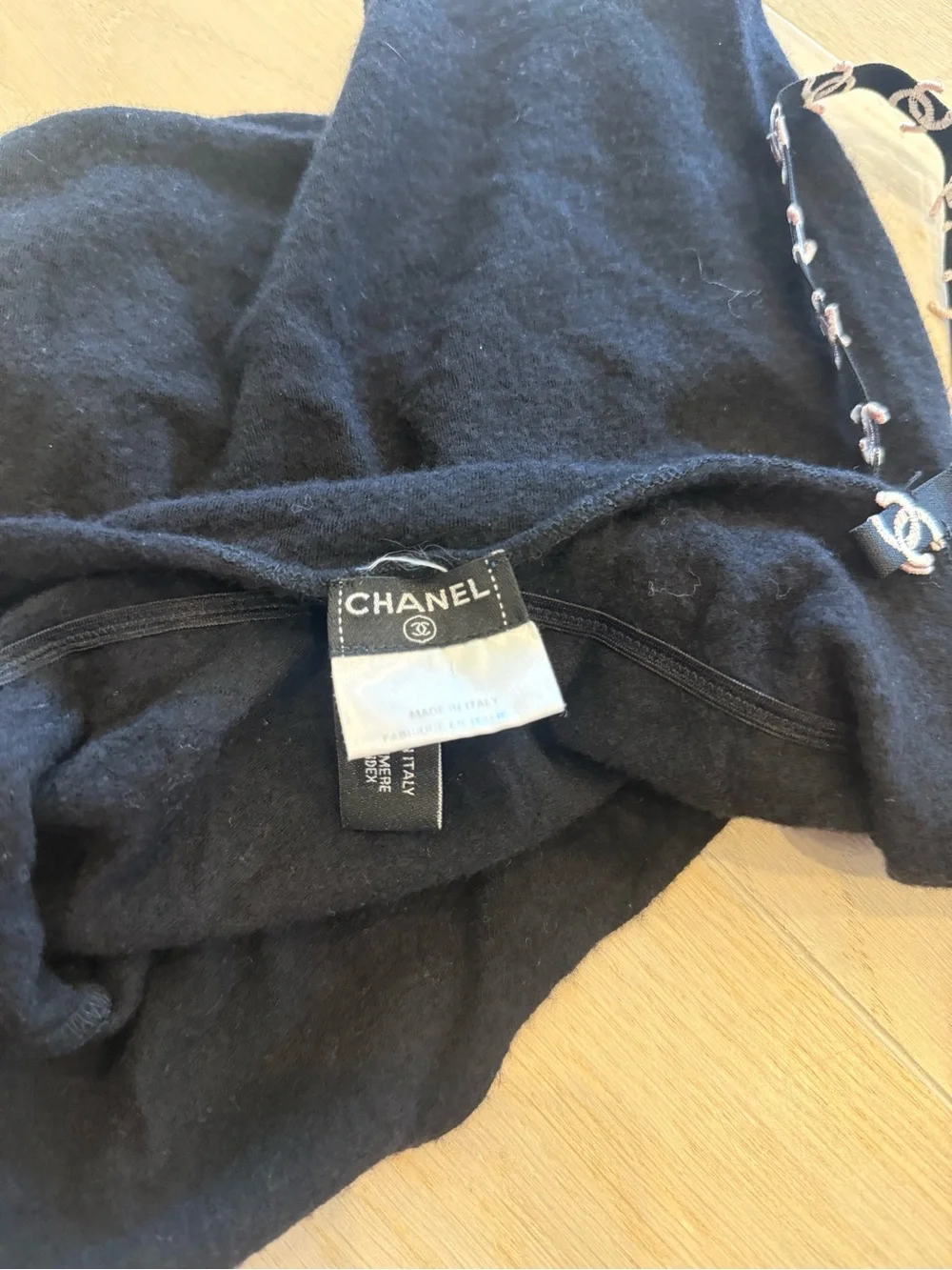 CHANEL Black Star-Trim Camisole with Logo Straps